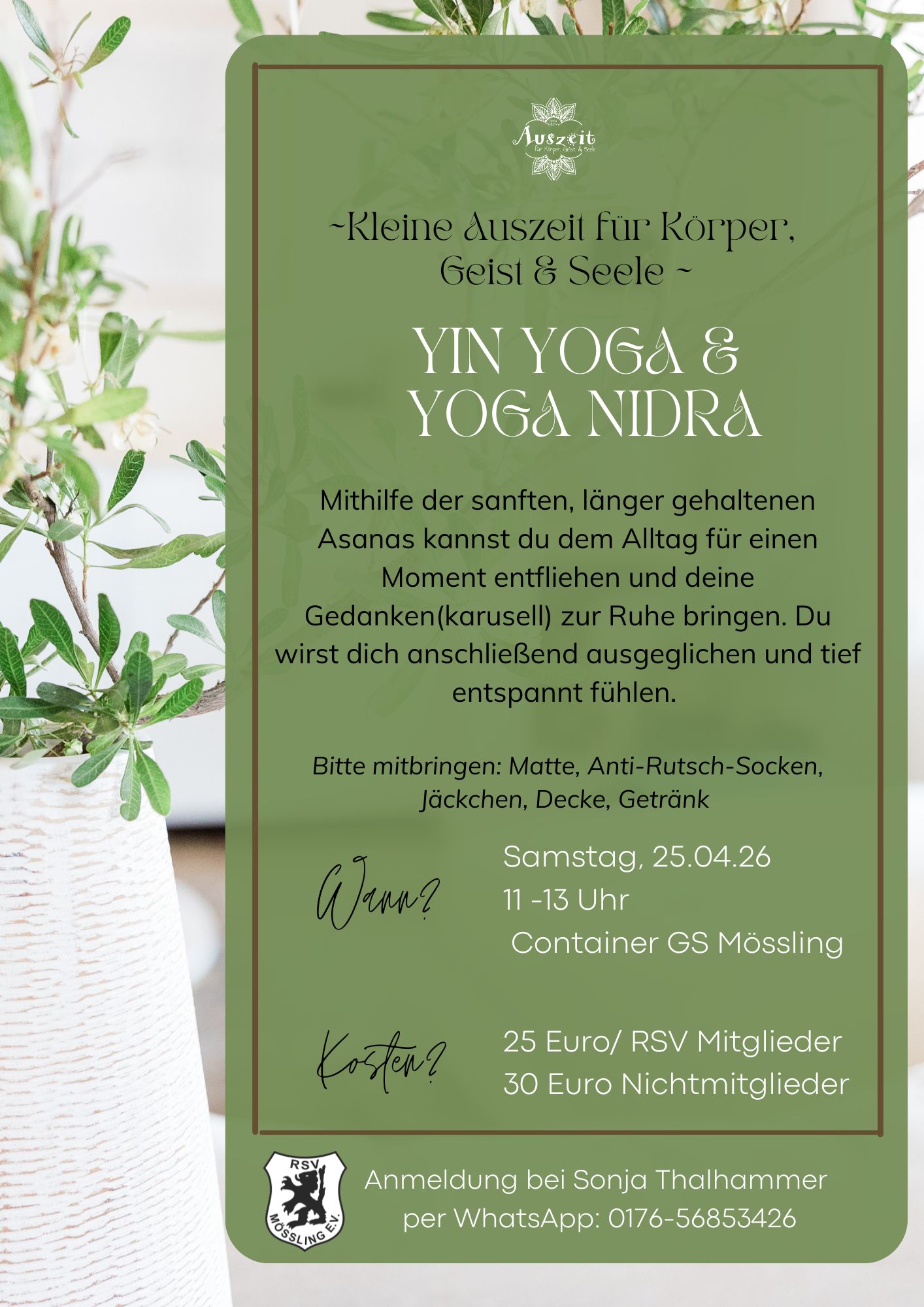 Workshop Yin Yoga & Yoga Nidra